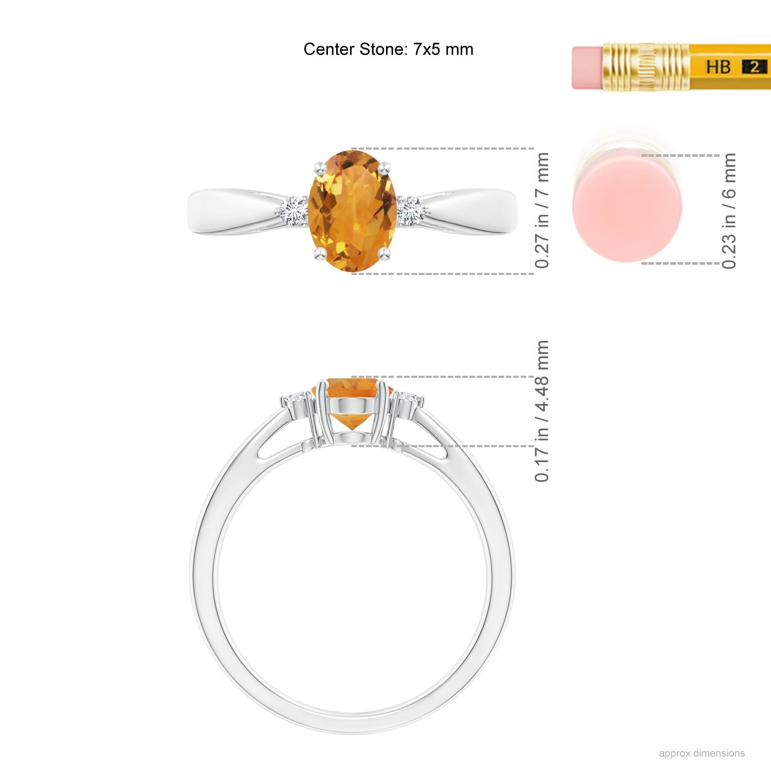 AA - Citrine / 0.79 CT / 14 KT White Gold