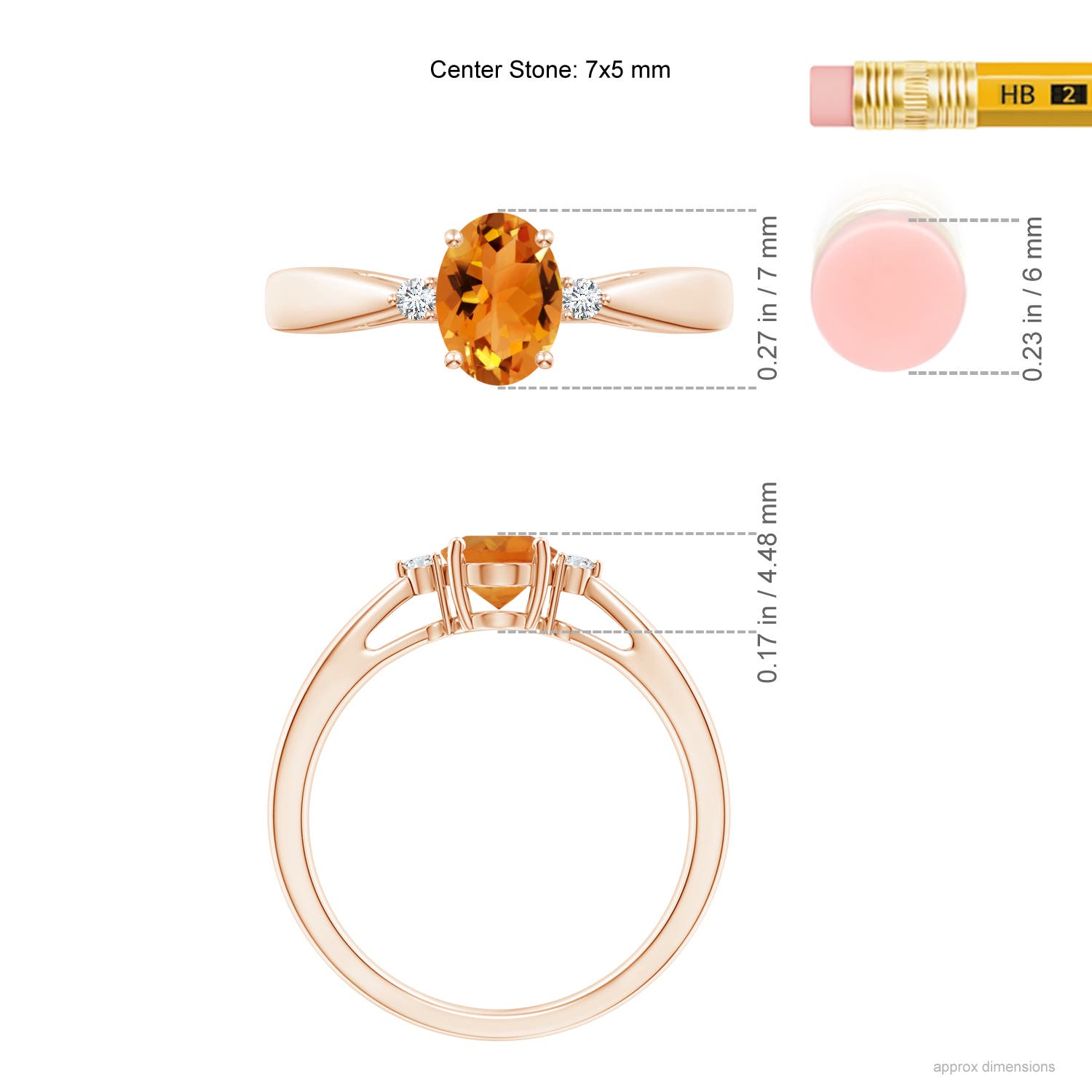 AAA - Citrine / 0.79 CT / 14 KT Rose Gold