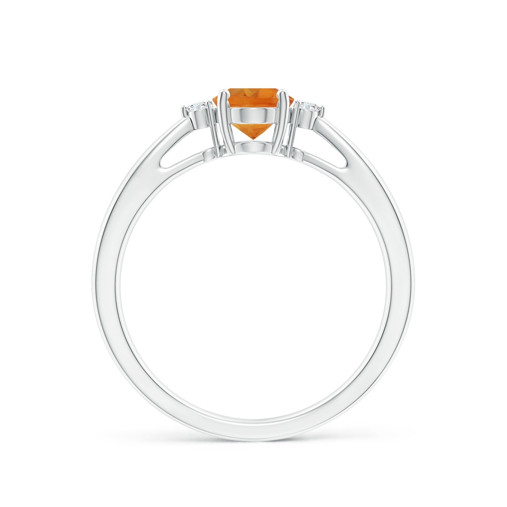 7x5mm AAA Tapered Shank Citrine Solitaire Ring with Diamond Accents in White Gold - side_1