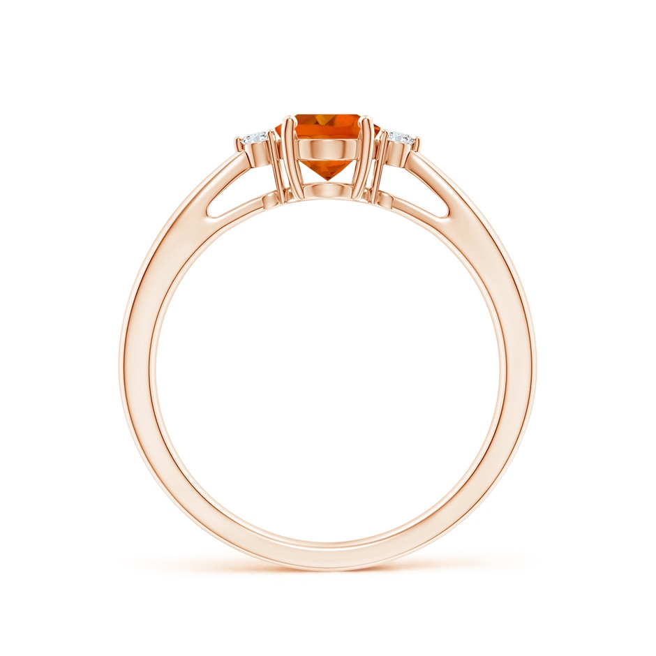 7x5mm AAAA Tapered Shank Citrine Solitaire Ring with Diamond Accents in Rose Gold side-1