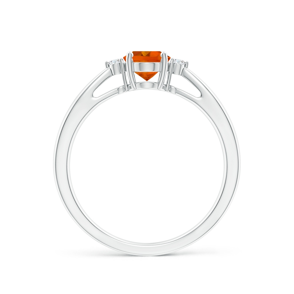 7x5mm AAAA Tapered Shank Citrine Solitaire Ring with Diamond Accents in White Gold - side_1