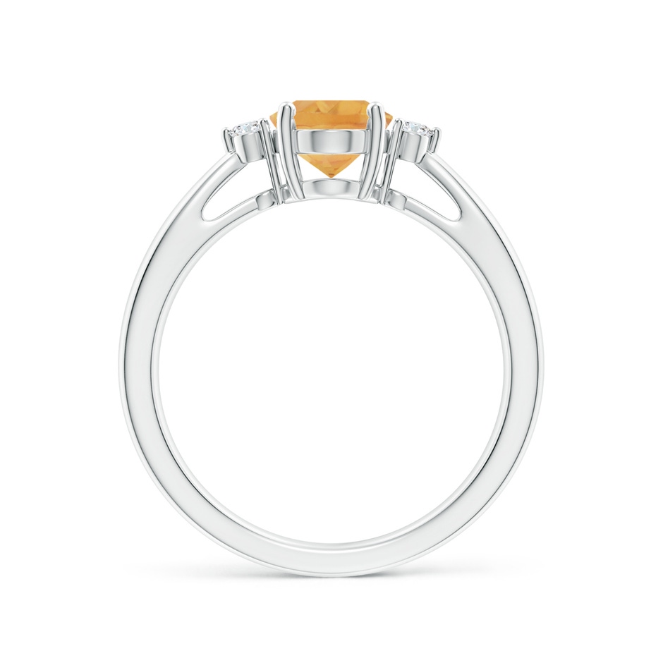 8x6mm A Tapered Shank Citrine Solitaire Ring with Diamond Accents in White Gold side-1