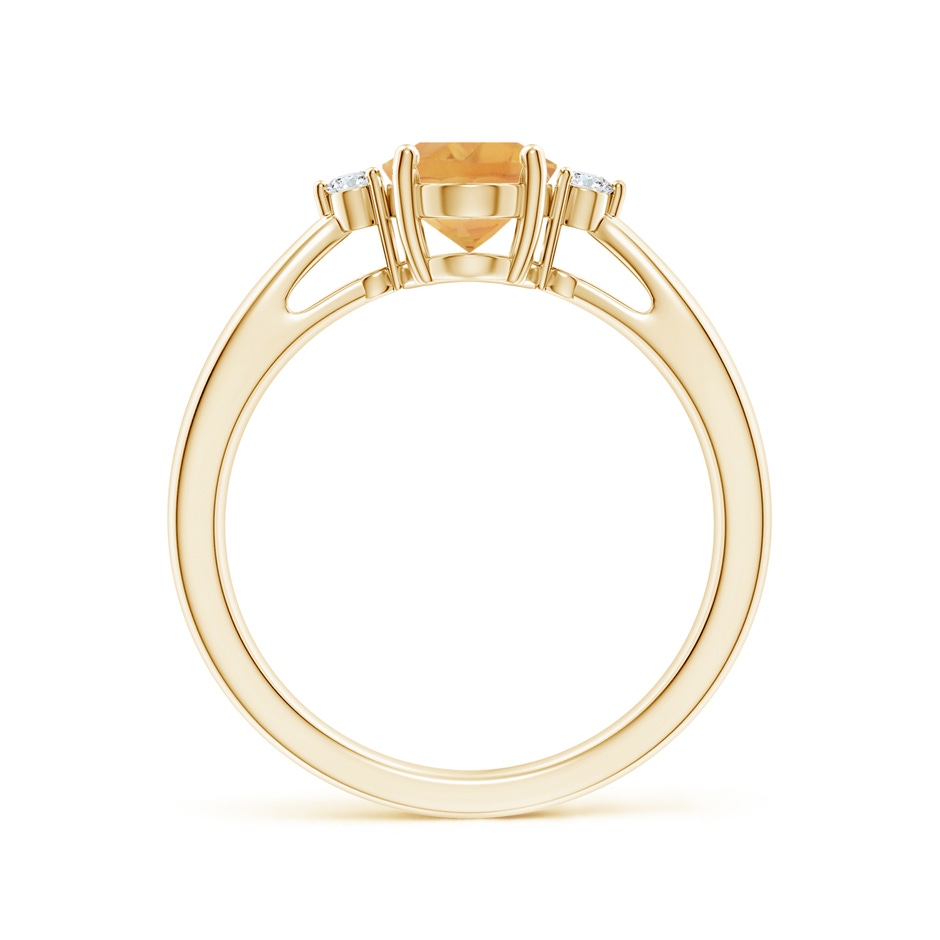 8x6mm A Tapered Shank Citrine Solitaire Ring with Diamond Accents in Yellow Gold side-1