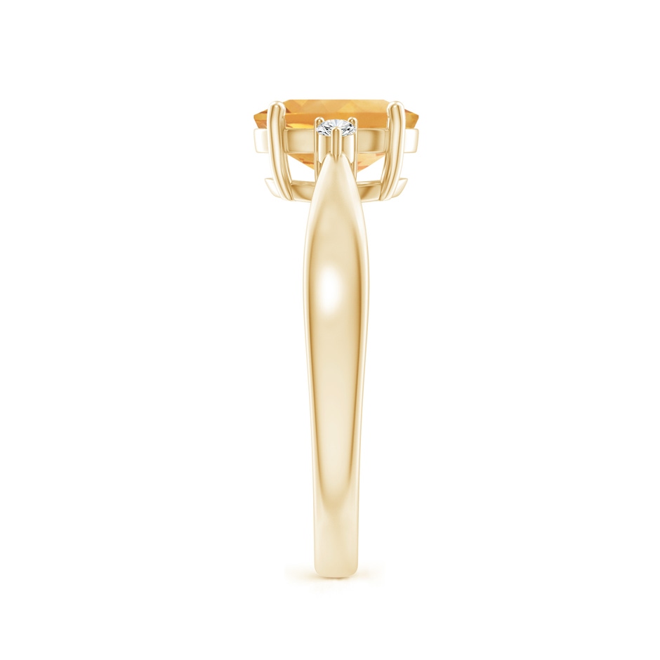 8x6mm A Tapered Shank Citrine Solitaire Ring with Diamond Accents in Yellow Gold side-2