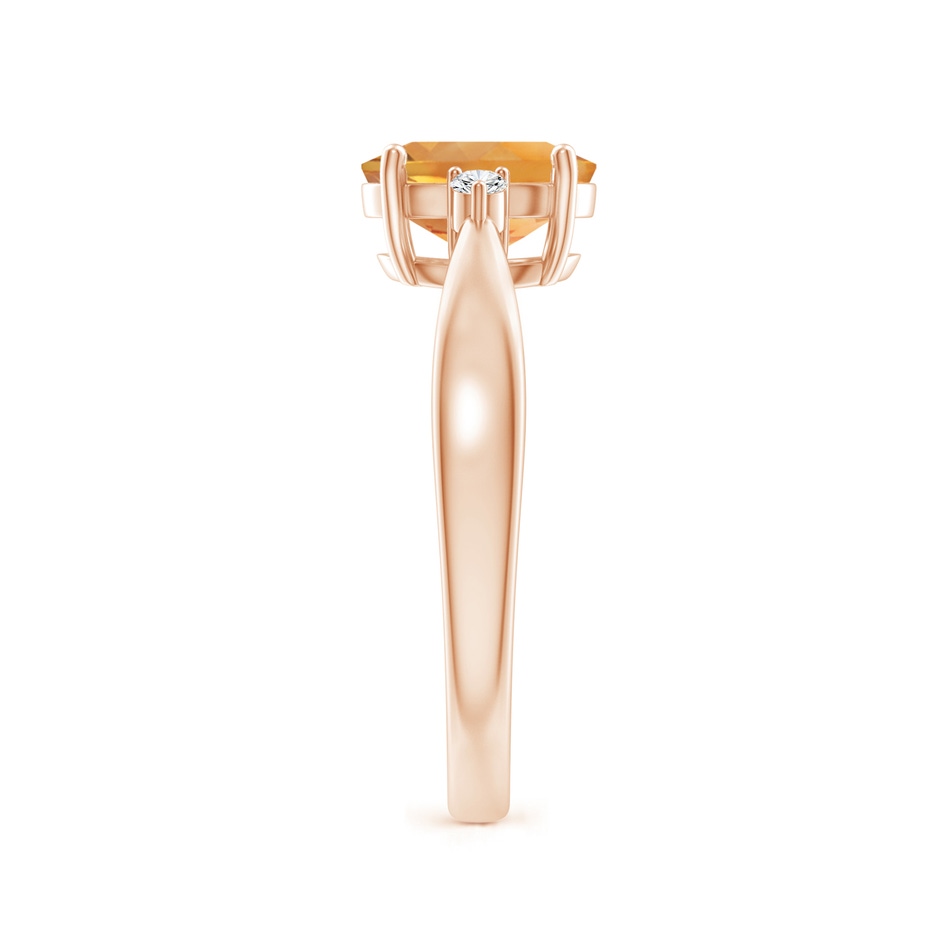 8x6mm AA Tapered Shank Citrine Solitaire Ring with Diamond Accents in Rose Gold side-2