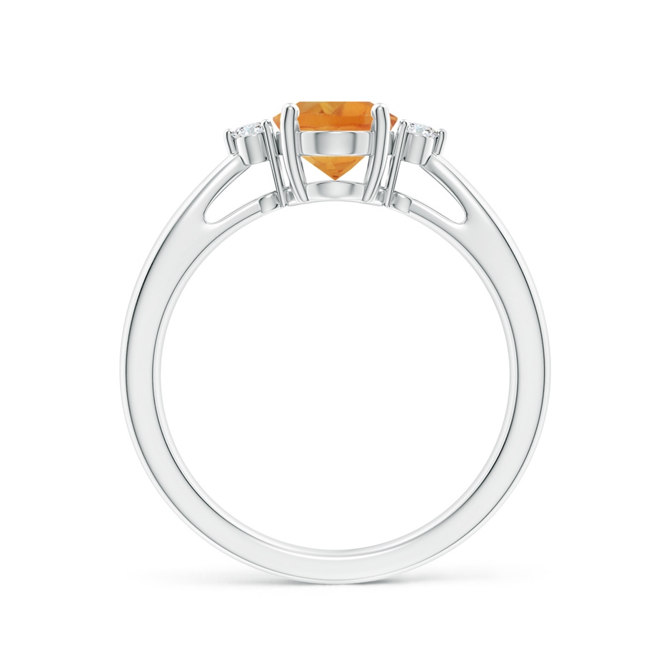 8x6mm AA Tapered Shank Citrine Solitaire Ring with Diamond Accents in White Gold side-1