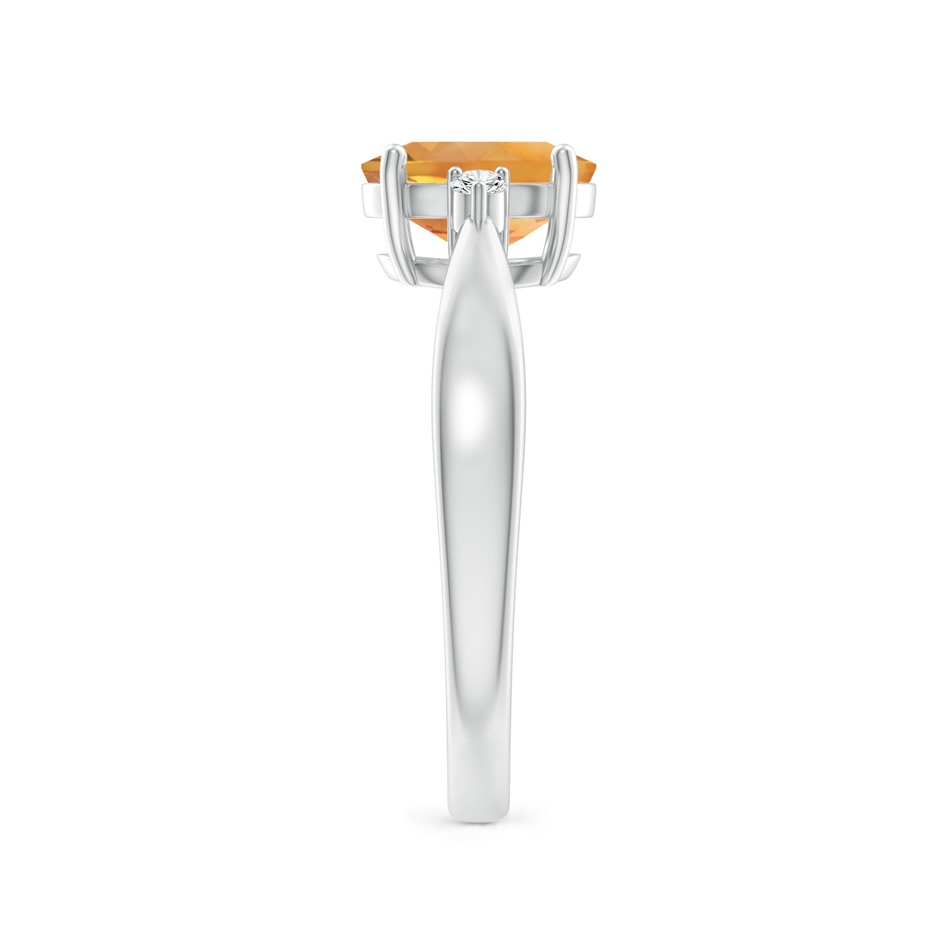 8x6mm AA Tapered Shank Citrine Solitaire Ring with Diamond Accents in White Gold side-2