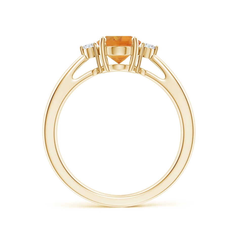 8x6mm AA Tapered Shank Citrine Solitaire Ring with Diamond Accents in Yellow Gold side-1