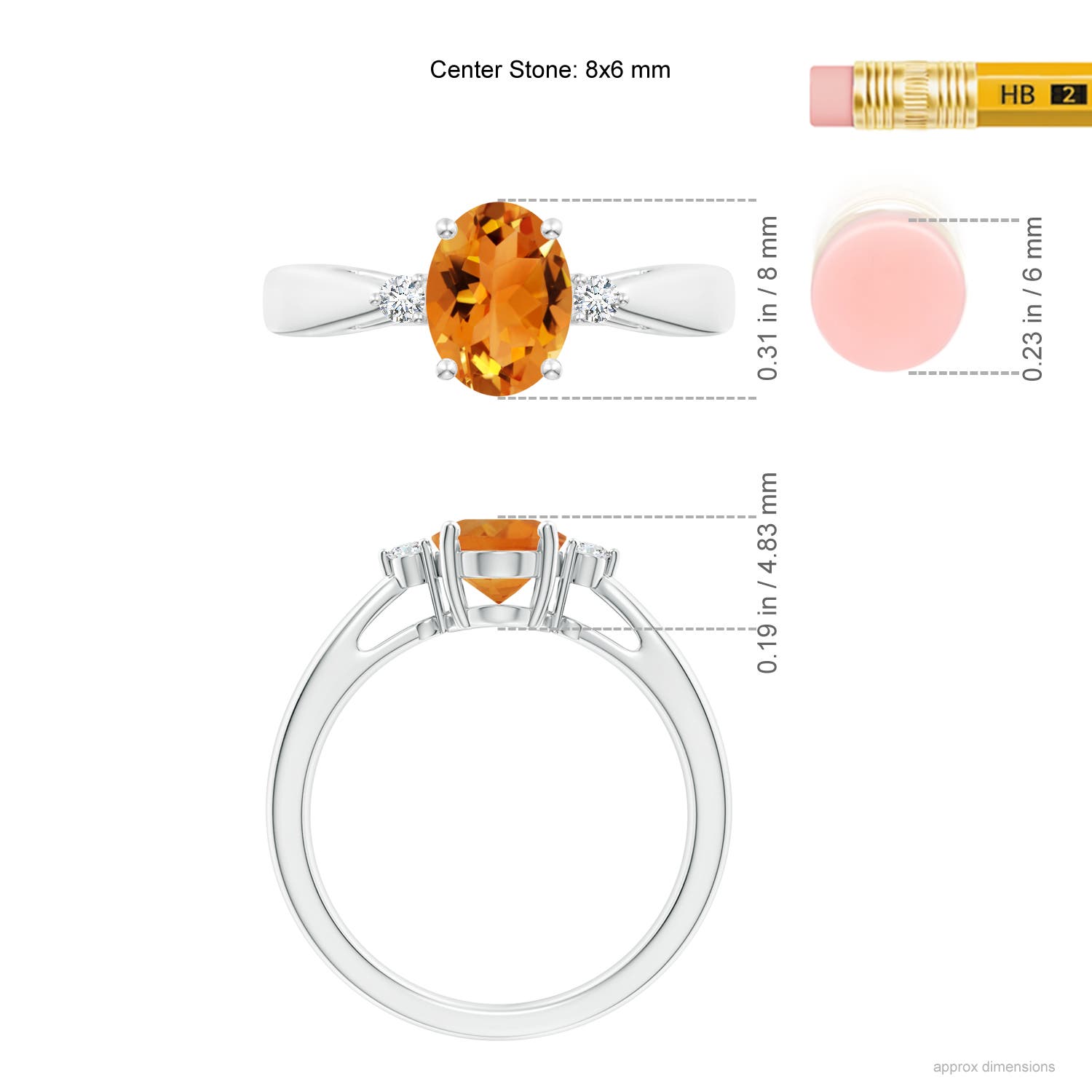 AAA - Citrine / 1.16 CT / 14 KT White Gold