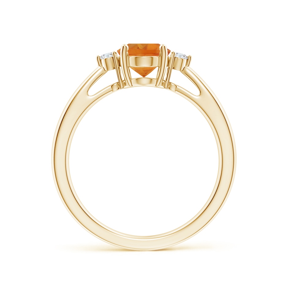 8x6mm AAA Tapered Shank Citrine Solitaire Ring with Diamond Accents in Yellow Gold side-1