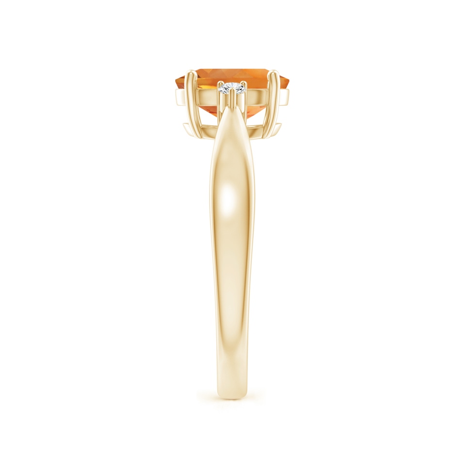 8x6mm AAA Tapered Shank Citrine Solitaire Ring with Diamond Accents in Yellow Gold side-2