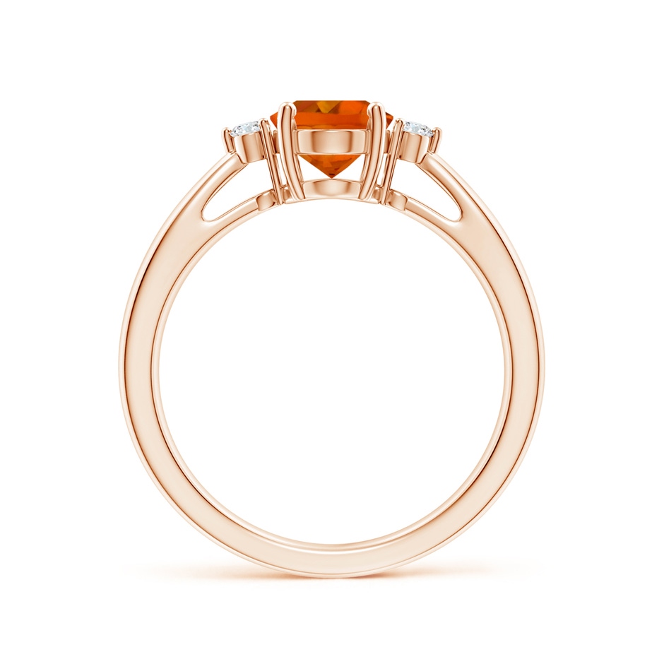 8x6mm AAAA Tapered Shank Citrine Solitaire Ring with Diamond Accents in Rose Gold side-1