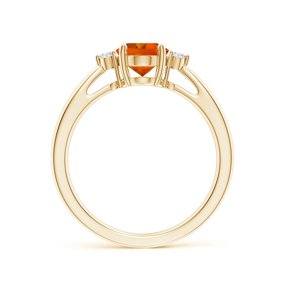 8x6mm AAAA Tapered Shank Citrine Solitaire Ring with Diamond Accents in Yellow Gold side-1