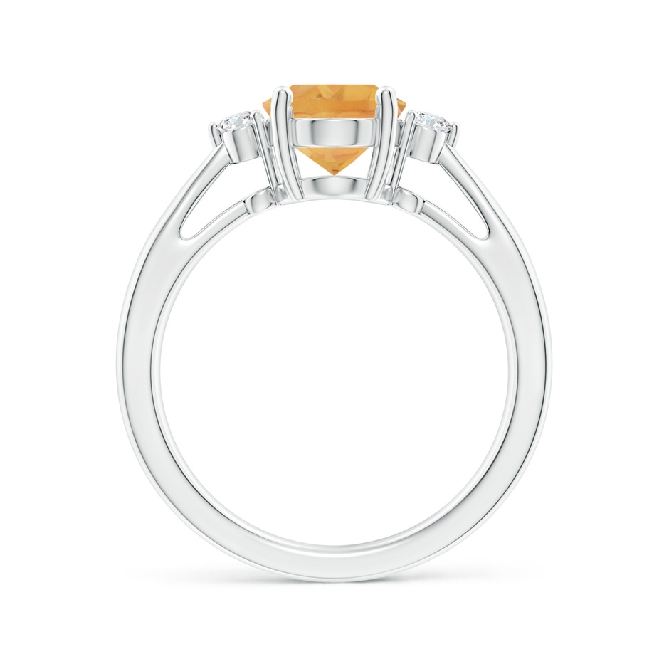 9x7mm A Tapered Shank Citrine Solitaire Ring with Diamond Accents in White Gold side-1