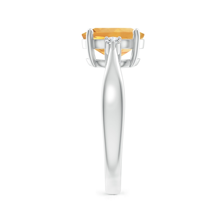 9x7mm A Tapered Shank Citrine Solitaire Ring with Diamond Accents in White Gold side-2