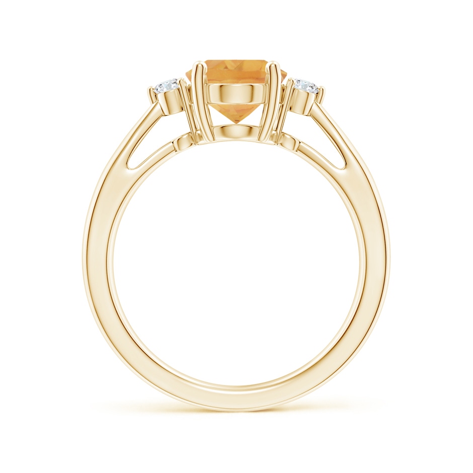 9x7mm A Tapered Shank Citrine Solitaire Ring with Diamond Accents in Yellow Gold side-1