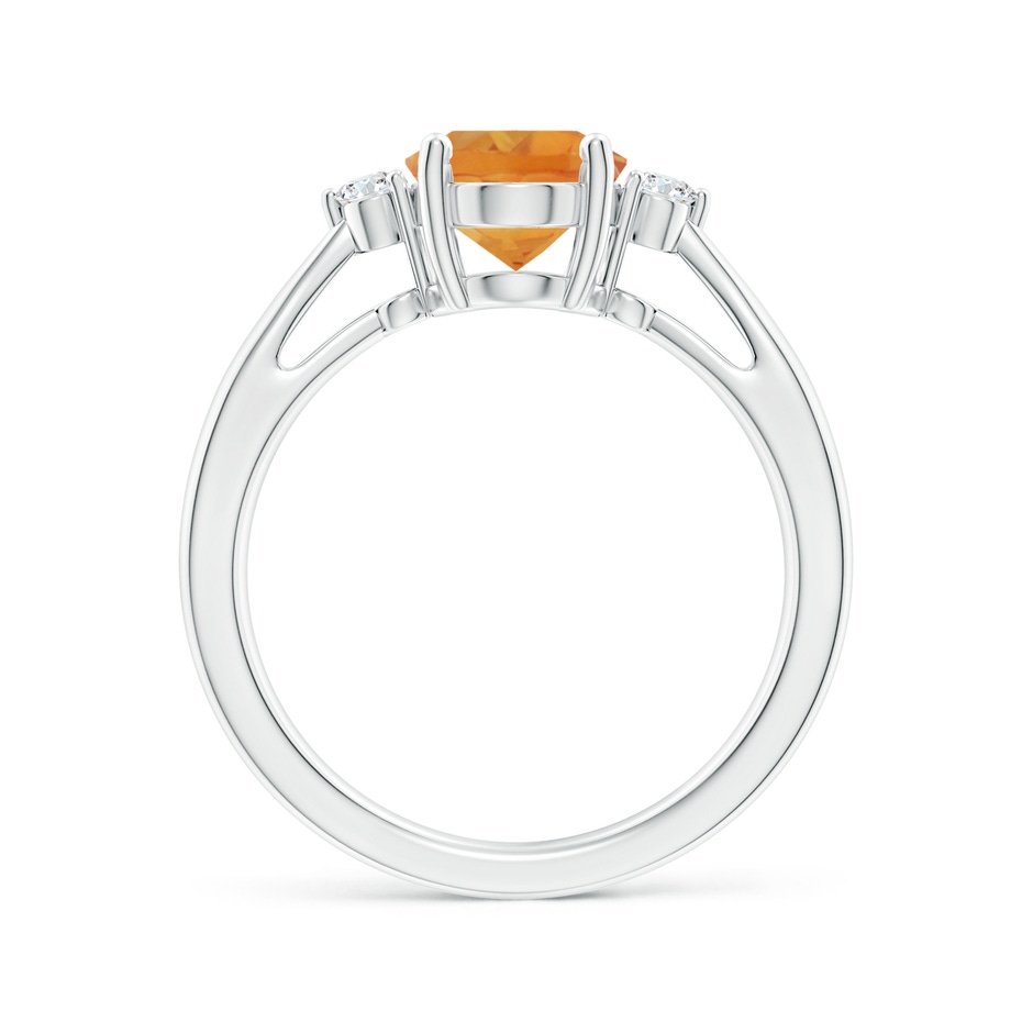 9x7mm AA Tapered Shank Citrine Solitaire Ring with Diamond Accents in White Gold side-1