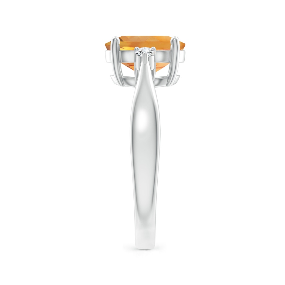 9x7mm AA Tapered Shank Citrine Solitaire Ring with Diamond Accents in White Gold side-2