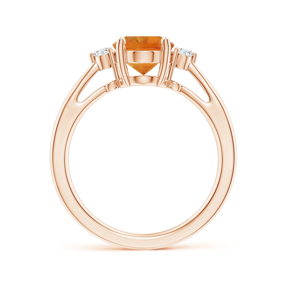 9x7mm AAA Tapered Shank Citrine Solitaire Ring with Diamond Accents in Rose Gold side-1