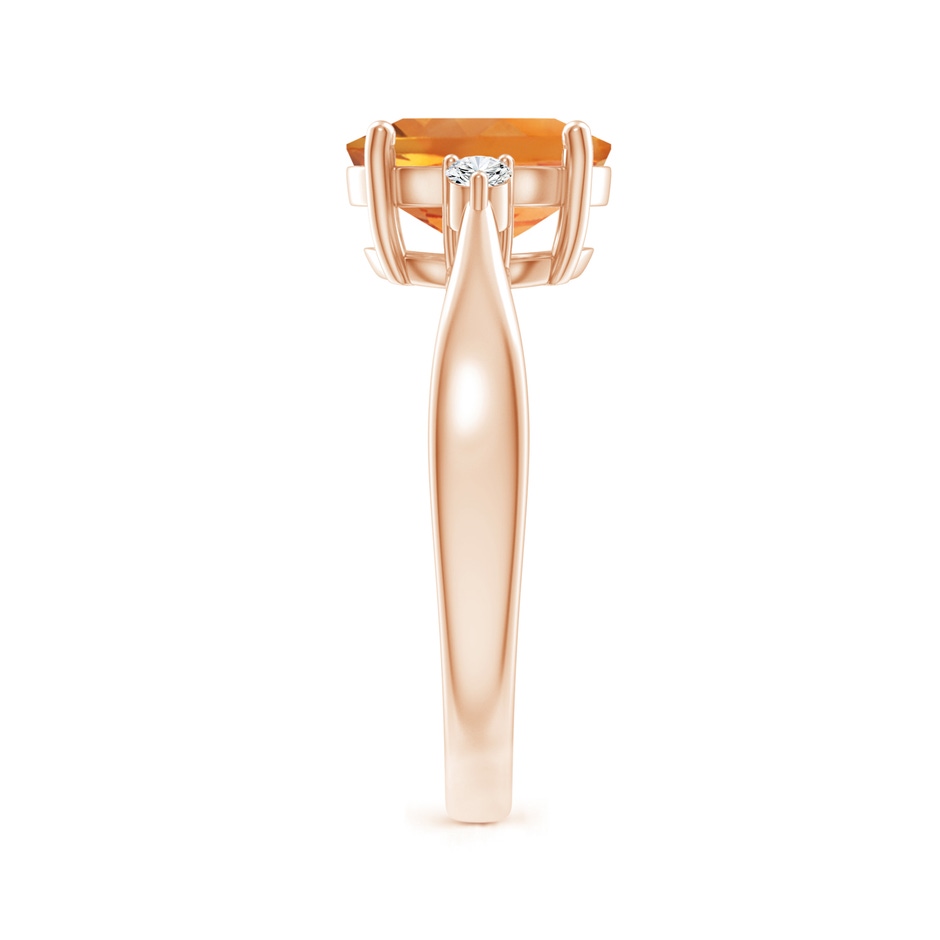 9x7mm AAA Tapered Shank Citrine Solitaire Ring with Diamond Accents in Rose Gold side-2