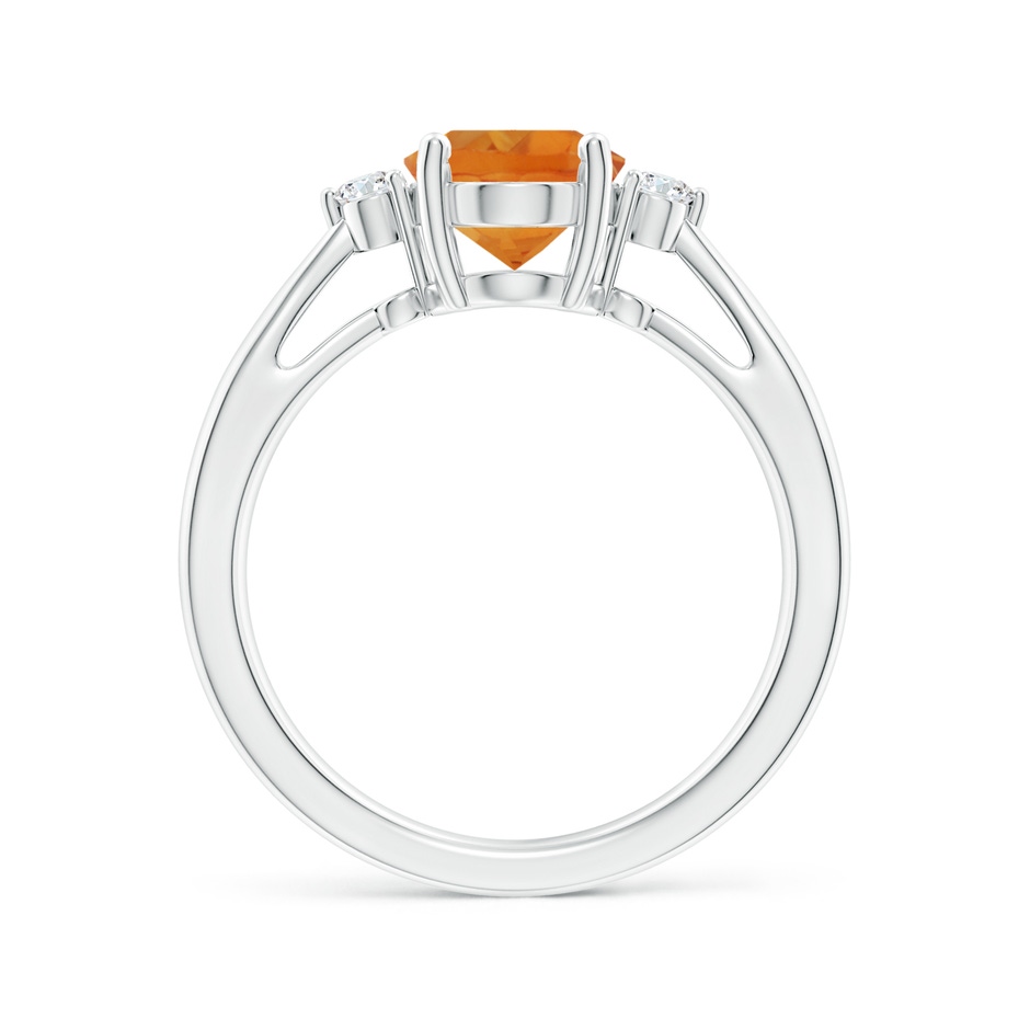 9x7mm AAA Tapered Shank Citrine Solitaire Ring with Diamond Accents in White Gold side-1