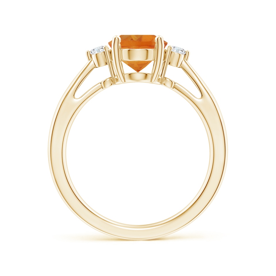 9x7mm AAA Tapered Shank Citrine Solitaire Ring with Diamond Accents in Yellow Gold side-1