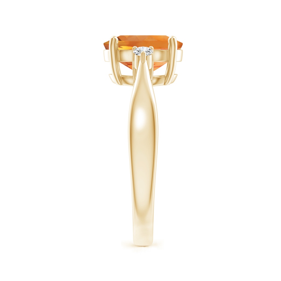 9x7mm AAA Tapered Shank Citrine Solitaire Ring with Diamond Accents in Yellow Gold side-2