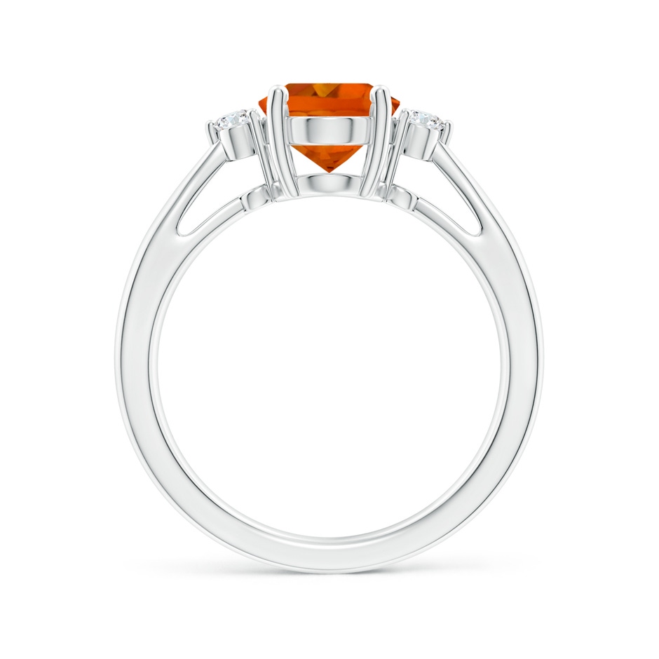 9x7mm AAAA Tapered Shank Citrine Solitaire Ring with Diamond Accents in P950 Platinum side-1