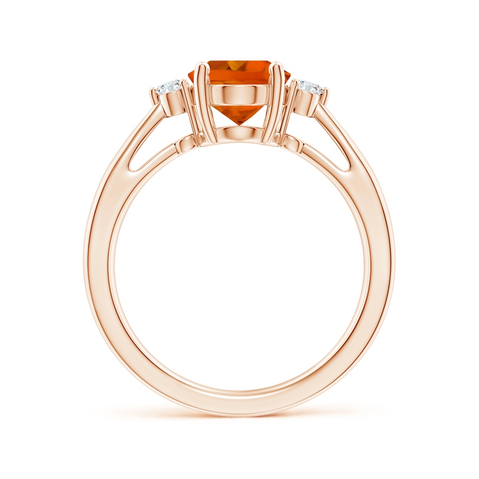9x7mm AAAA Tapered Shank Citrine Solitaire Ring with Diamond Accents in Rose Gold side-1