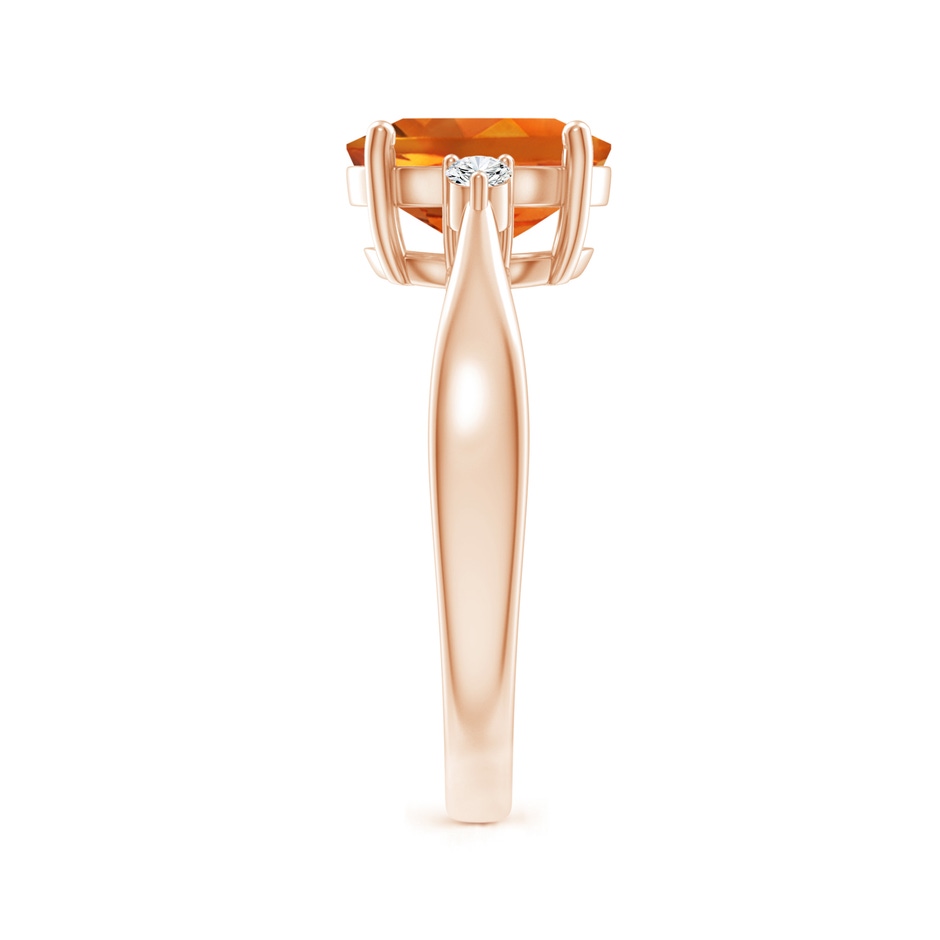 9x7mm AAAA Tapered Shank Citrine Solitaire Ring with Diamond Accents in Rose Gold side-2