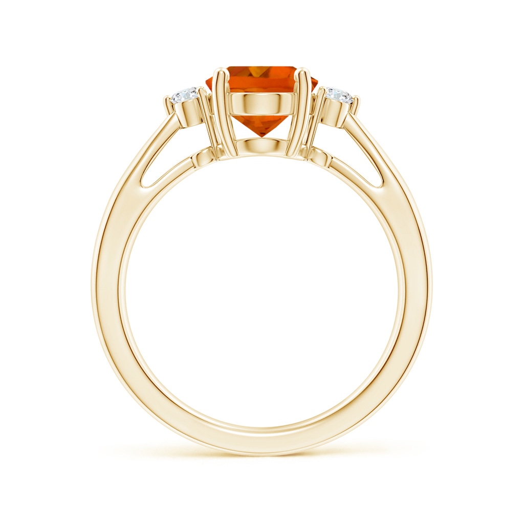 9x7mm AAAA Tapered Shank Citrine Solitaire Ring with Diamond Accents in Yellow Gold - side_1