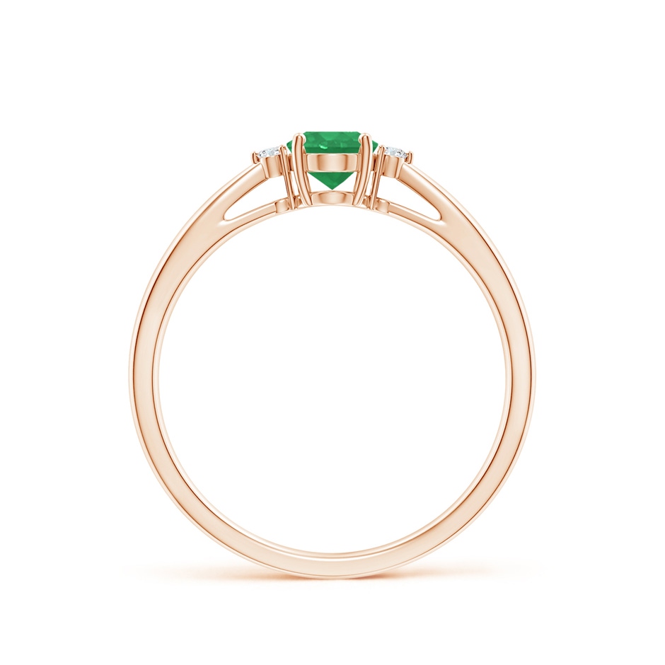 6x4mm A Tapered Shank Emerald Solitaire Ring with Diamond Accents in Rose Gold side-1
