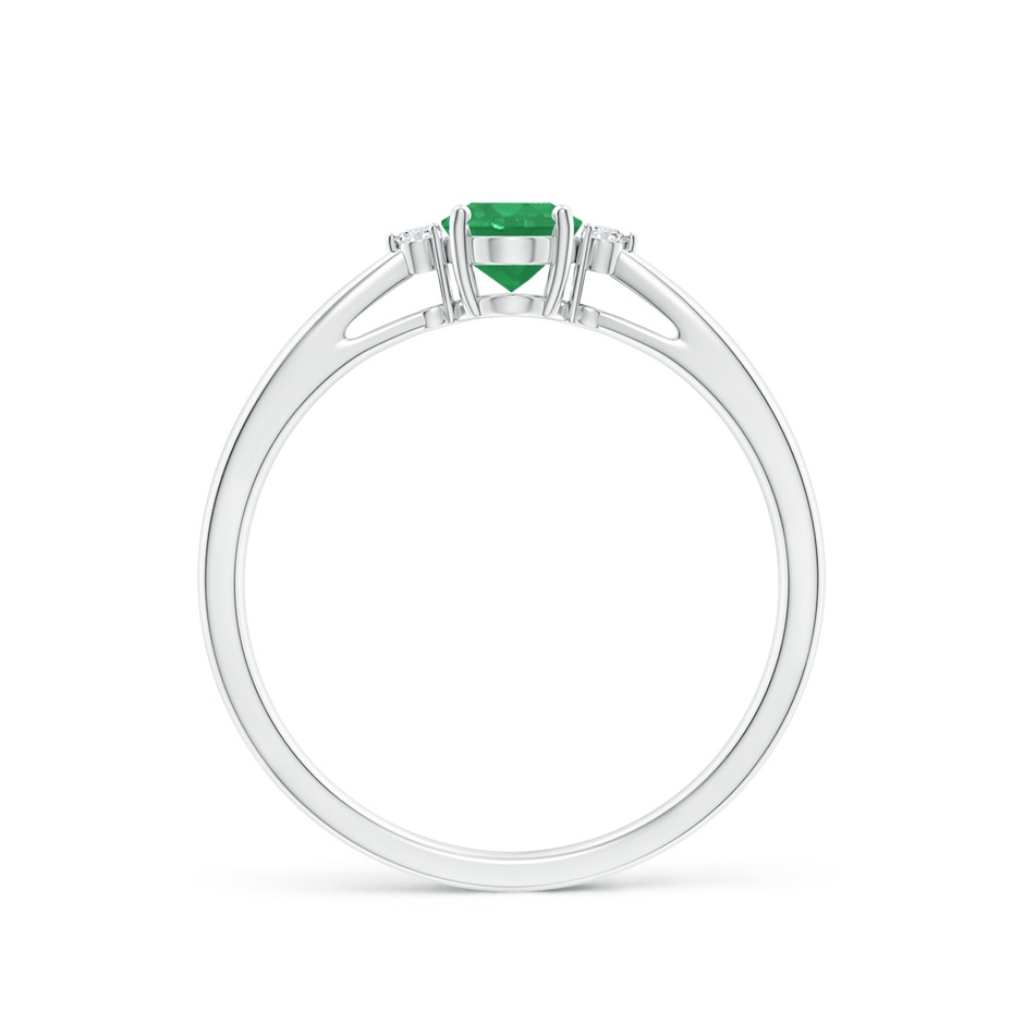 6x4mm A Tapered Shank Emerald Solitaire Ring with Diamond Accents in White Gold side-1