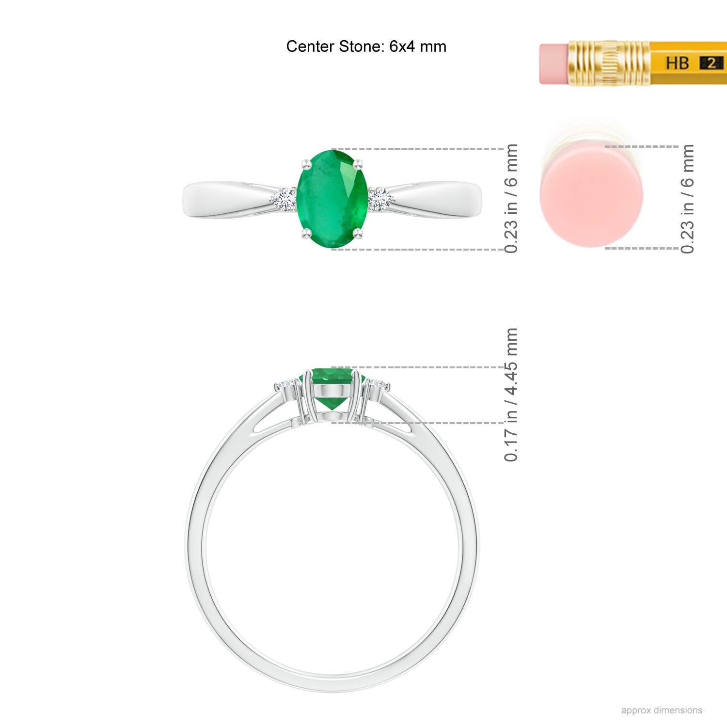 A - Emerald / 0.43 CT / 14 KT White Gold