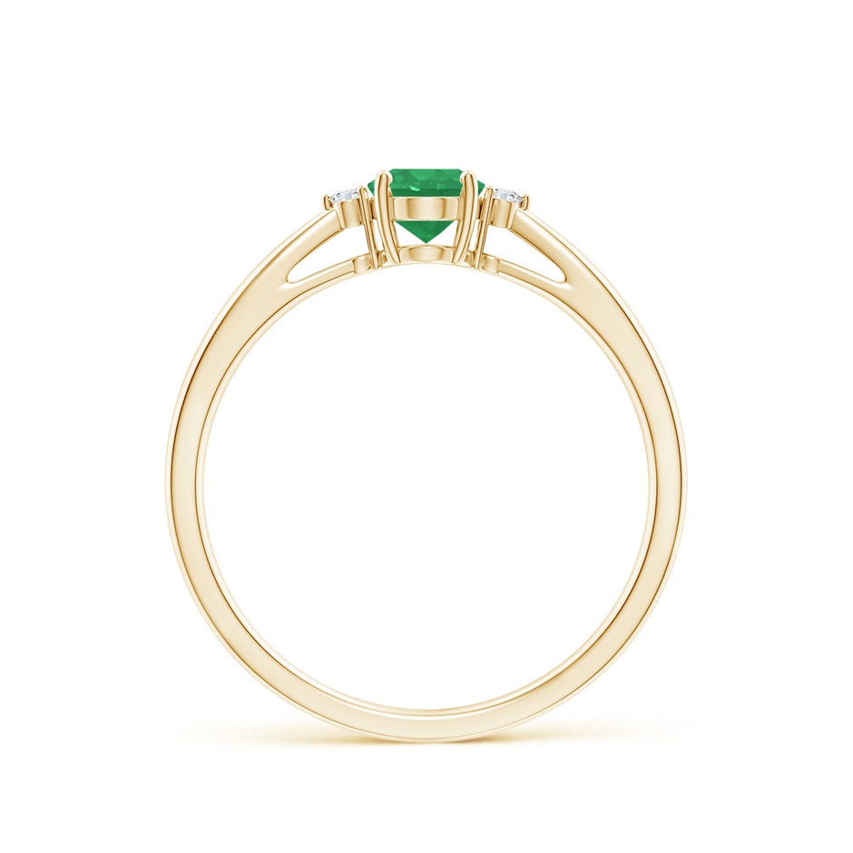 6x4mm A Tapered Shank Emerald Solitaire Ring with Diamond Accents in Yellow Gold side-1
