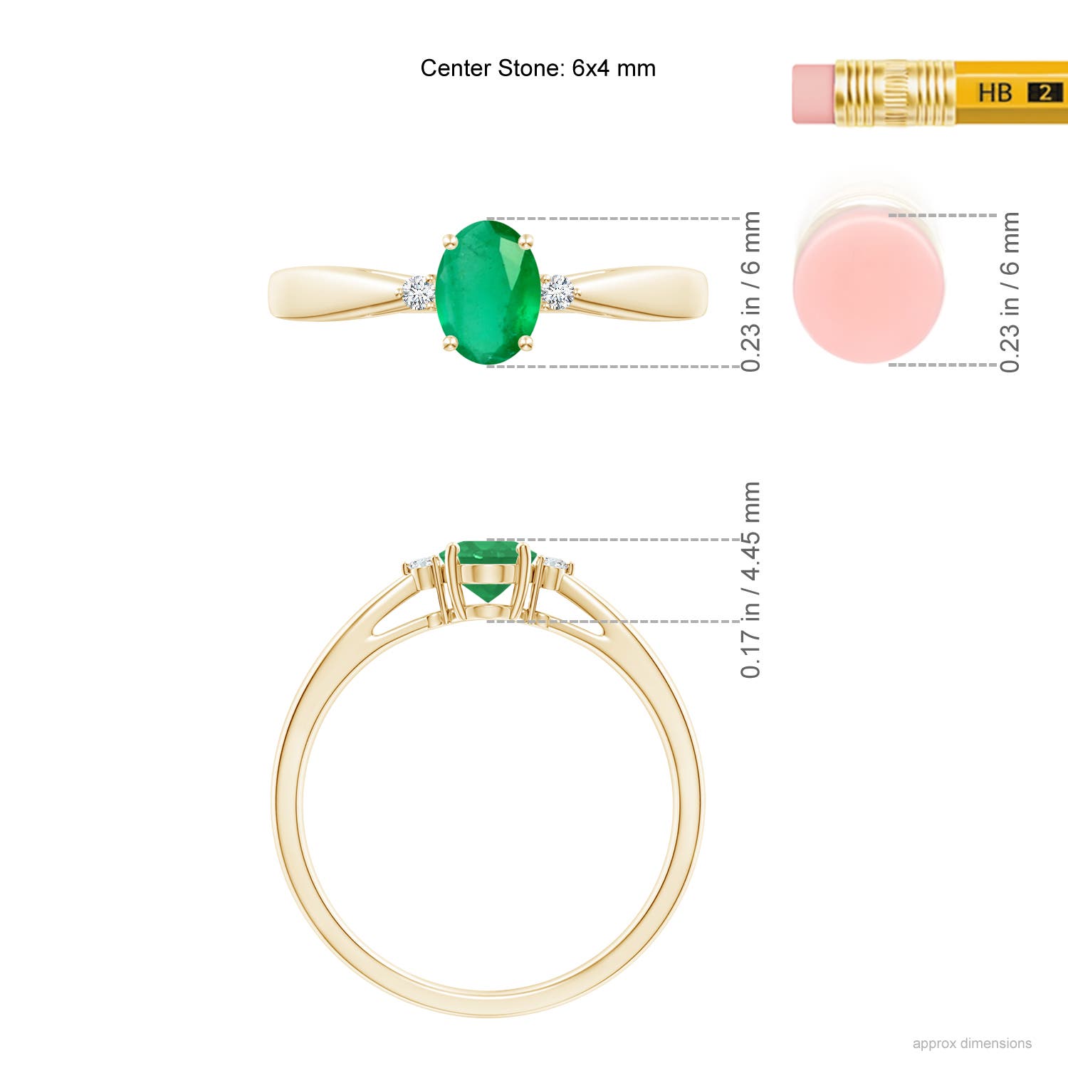 A - Emerald / 0.43 CT / 14 KT Yellow Gold