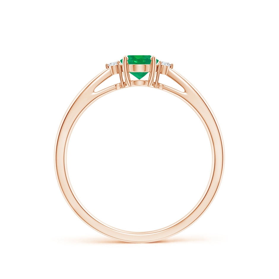 6x4mm AA Tapered Shank Emerald Solitaire Ring with Diamond Accents in Rose Gold side-1
