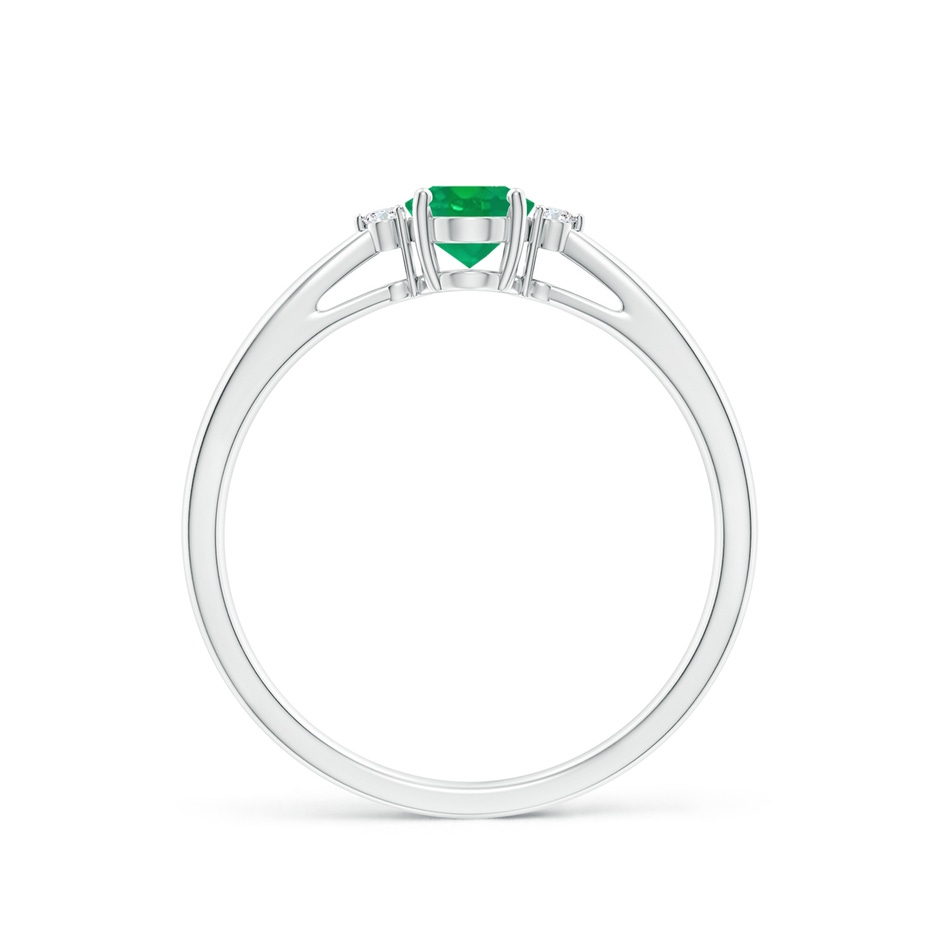 6x4mm AA Tapered Shank Emerald Solitaire Ring with Diamond Accents in White Gold side-1