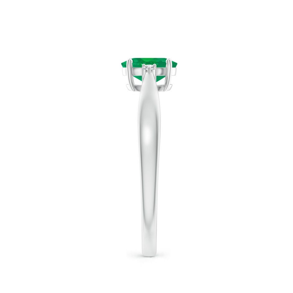 6x4mm AA Tapered Shank Emerald Solitaire Ring with Diamond Accents in White Gold side-2
