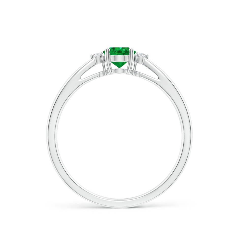 6x4mm AAA Tapered Shank Emerald Solitaire Ring with Diamond Accents in P950 Platinum side-1