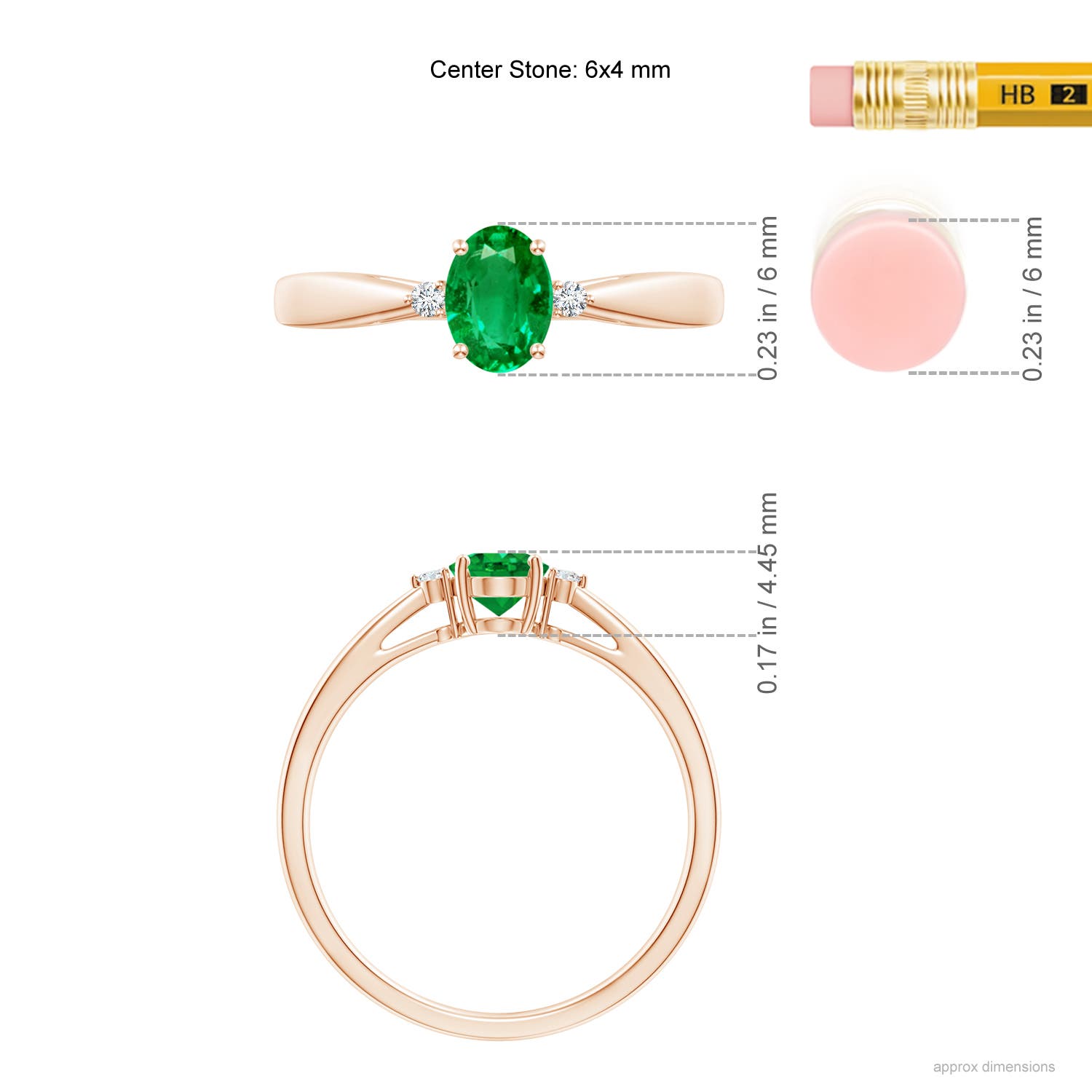 AAA - Emerald / 0.43 CT / 14 KT Rose Gold