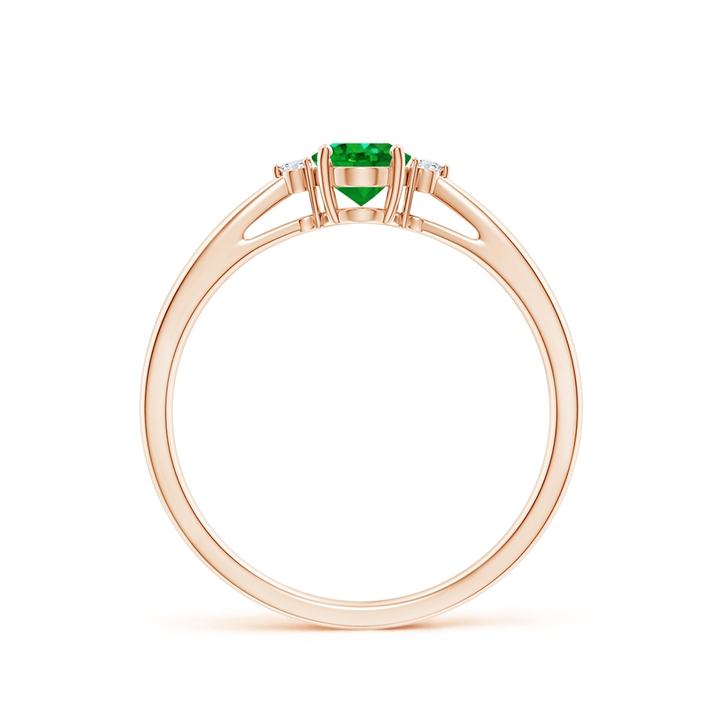 6x4mm Lab-Grown Tapered Shank Emerald Solitaire Ring with Diamond Accents in Rose Gold - side_1