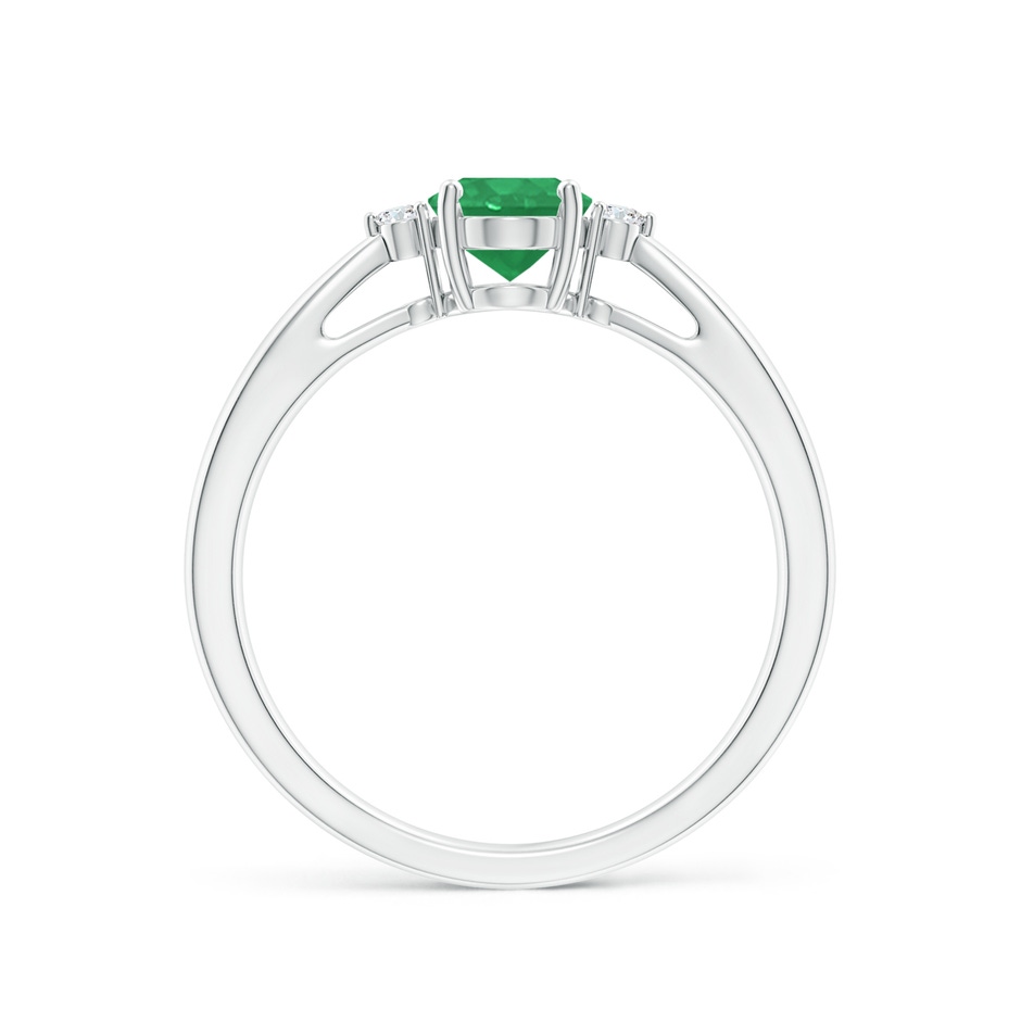 7x5mm A Tapered Shank Emerald Solitaire Ring with Diamond Accents in P950 Platinum side-1