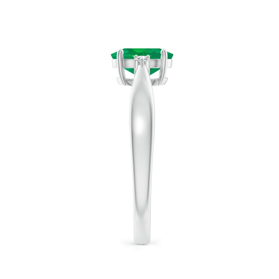 7x5mm AA Tapered Shank Emerald Solitaire Ring with Diamond Accents in P950 Platinum side-2