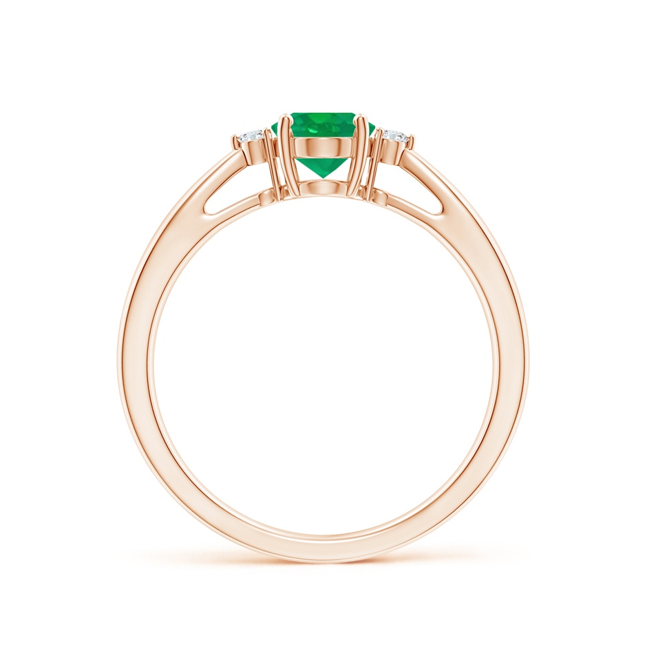 7x5mm AA Tapered Shank Emerald Solitaire Ring with Diamond Accents in Rose Gold side-1