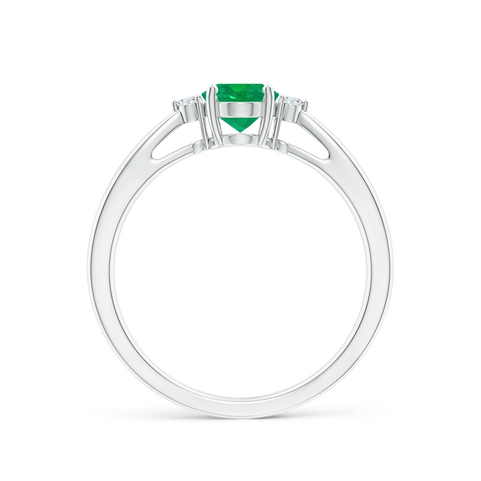 7x5mm AA Tapered Shank Emerald Solitaire Ring with Diamond Accents in White Gold side-1