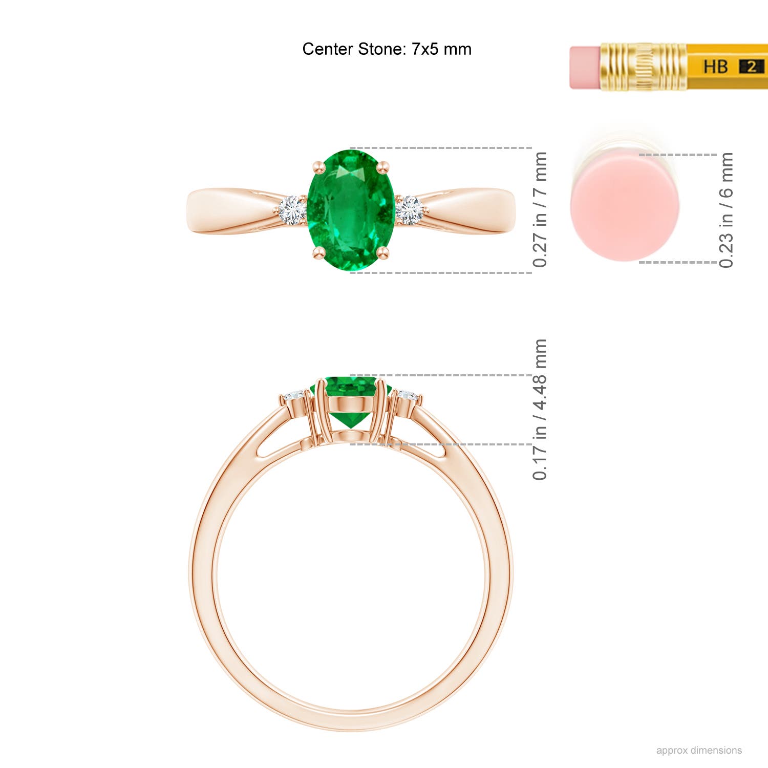 AAA - Emerald / 0.7 CT / 14 KT Rose Gold