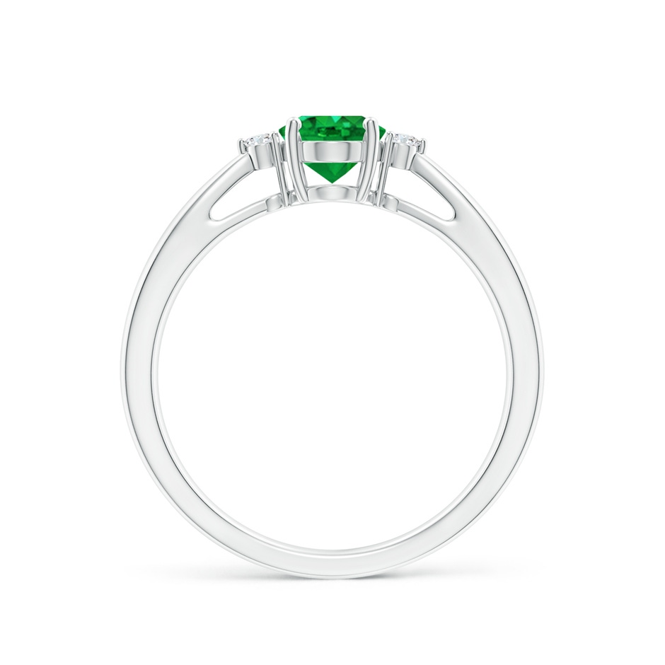 7x5mm AAA Tapered Shank Emerald Solitaire Ring with Diamond Accents in White Gold side-1