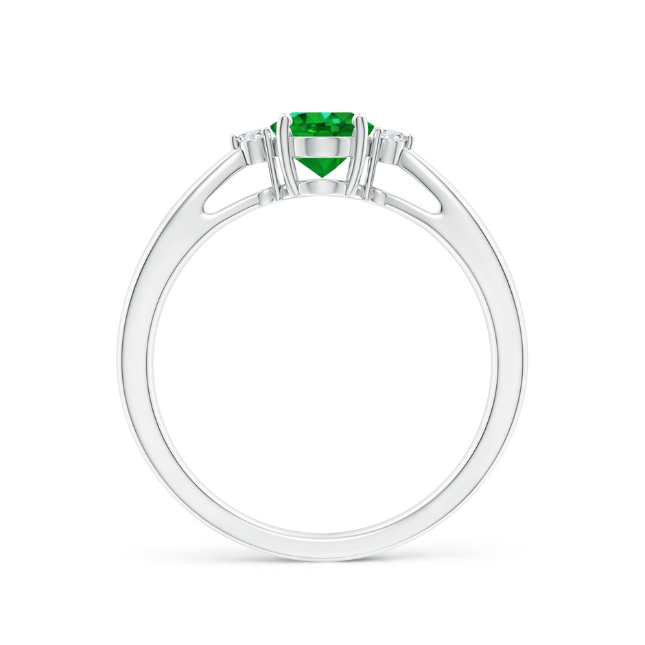 7x5mm Lab-Grown Tapered Shank Emerald Solitaire Ring with Diamond Accents in P950 Platinum side-1