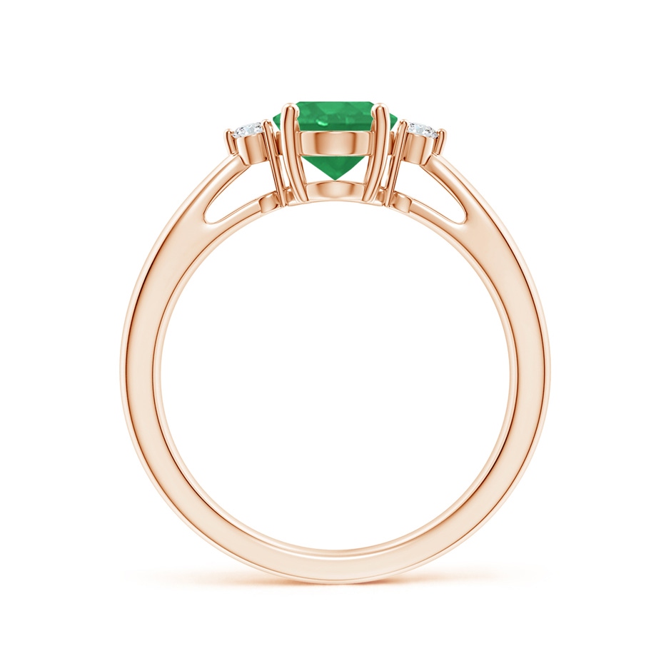 8x6mm A Tapered Shank Emerald Solitaire Ring with Diamond Accents in Rose Gold side-1